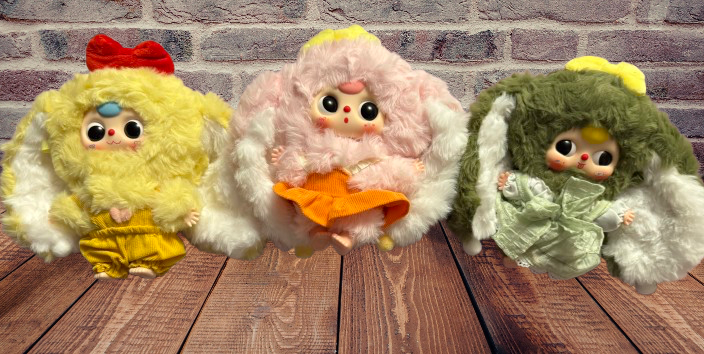 Baby Three Macaron Rabbits Version 2