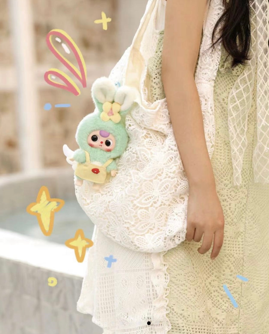 Baby Three Macaron Bunny  keychain plush