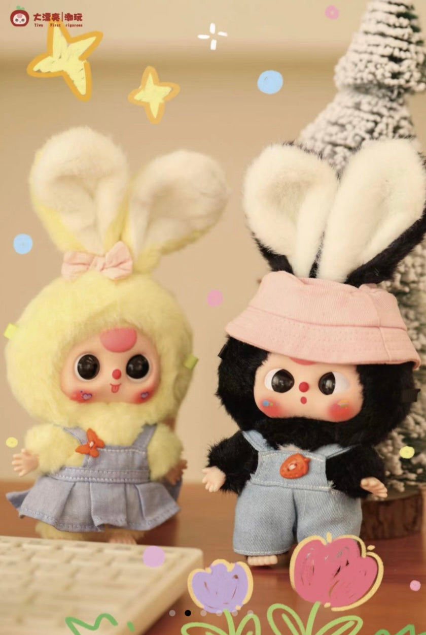 Baby Three Macaron Bunny  keychain plush