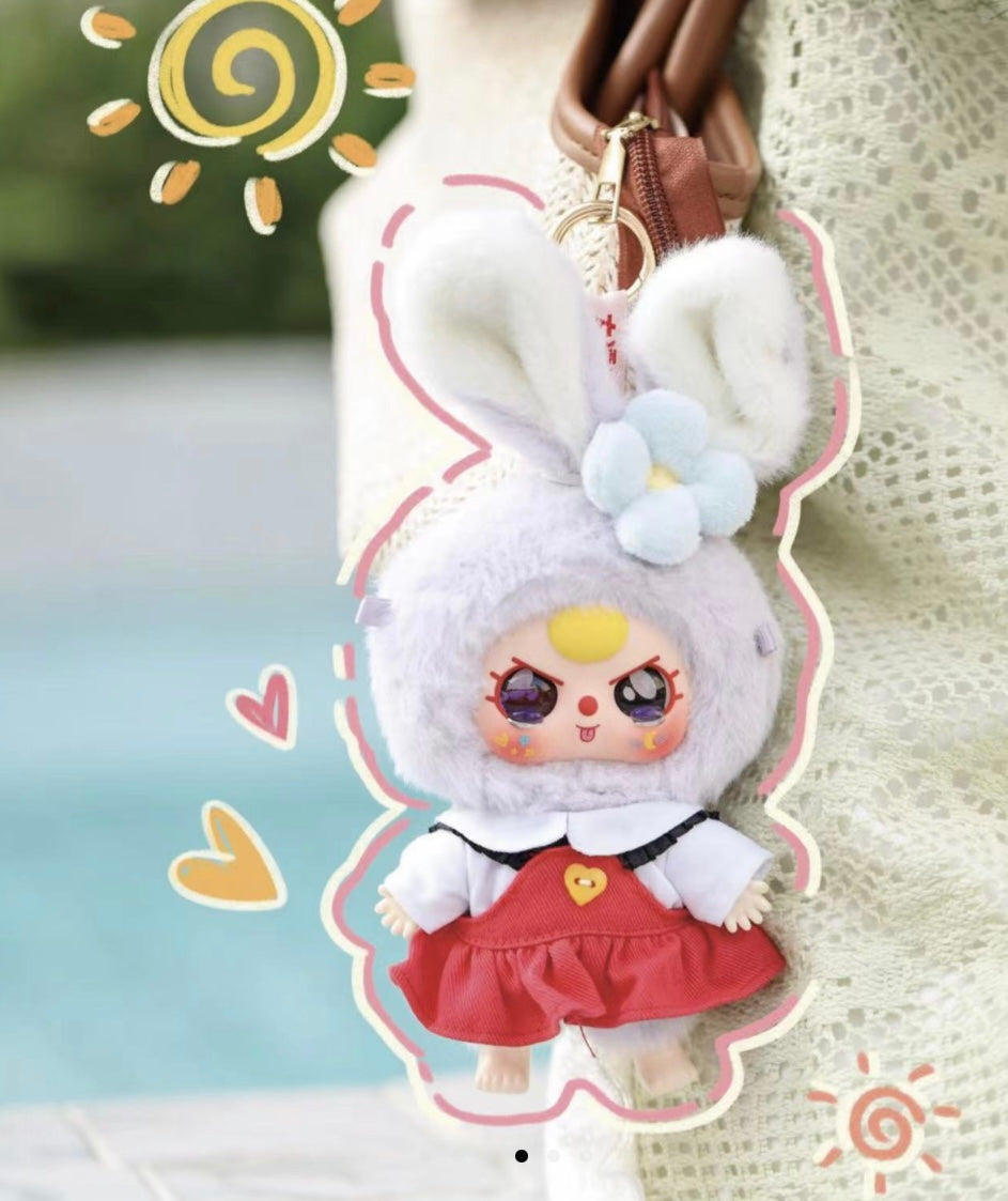 Baby Three Macaron Bunny  keychain plush